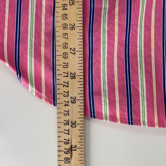 Ralph Lauren Classic Fit Striped Button Down Shirt Mens XL Pink Green Navy White - Picture 8 of 8